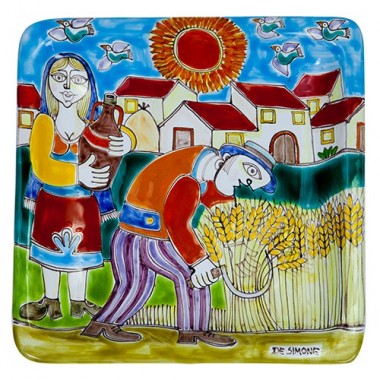 Piatto Quadrato 24x24 DS Raccolta del grano Piatto Quadrato 24x24 DS Raccolta del grano